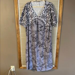 Floral V-Neck Dress in Black and Gray